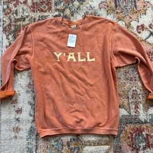 Cozy Orange 'Y'ALL' Crew Neck Sweater